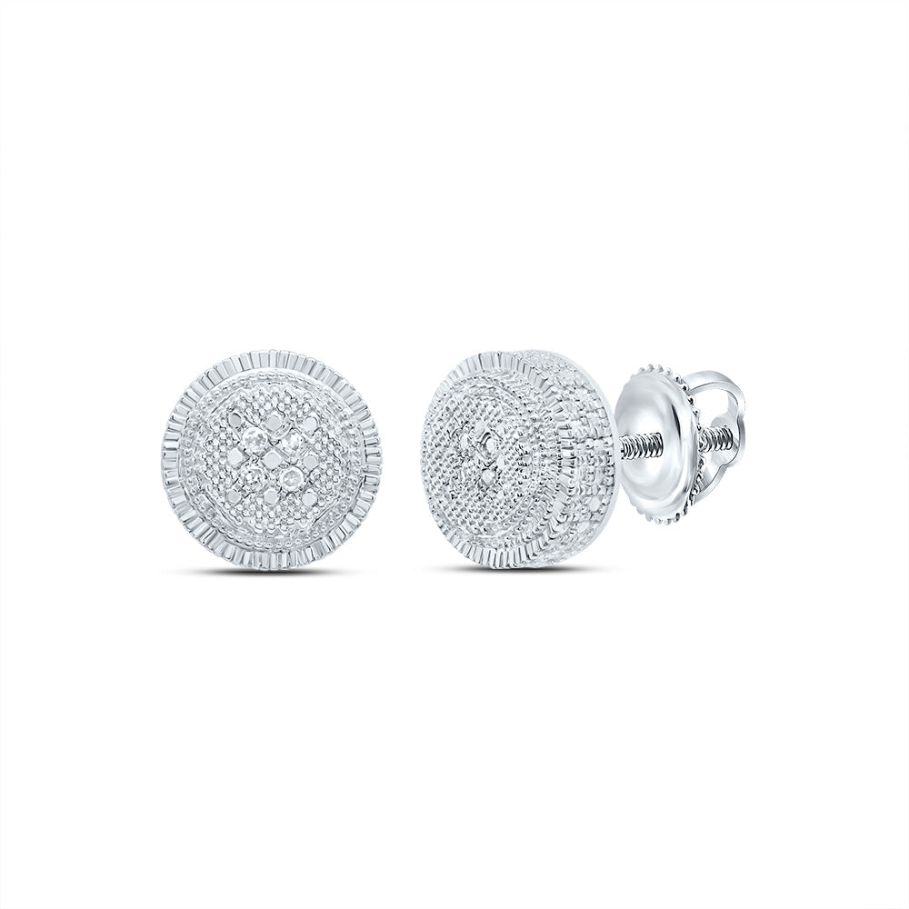 Sterling Silver Round Diamond P1n Micro - Pave Unisex Earring 0.02 Cttw - Splendid Jewellery