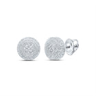 Sterling Silver Round Diamond P1n Micro - Pave Unisex Earring 0.02 Cttw - Splendid Jewellery