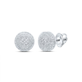Sterling Silver Round Diamond P1n Micro - Pave Unisex Earring 0.02 Cttw - Splendid Jewellery