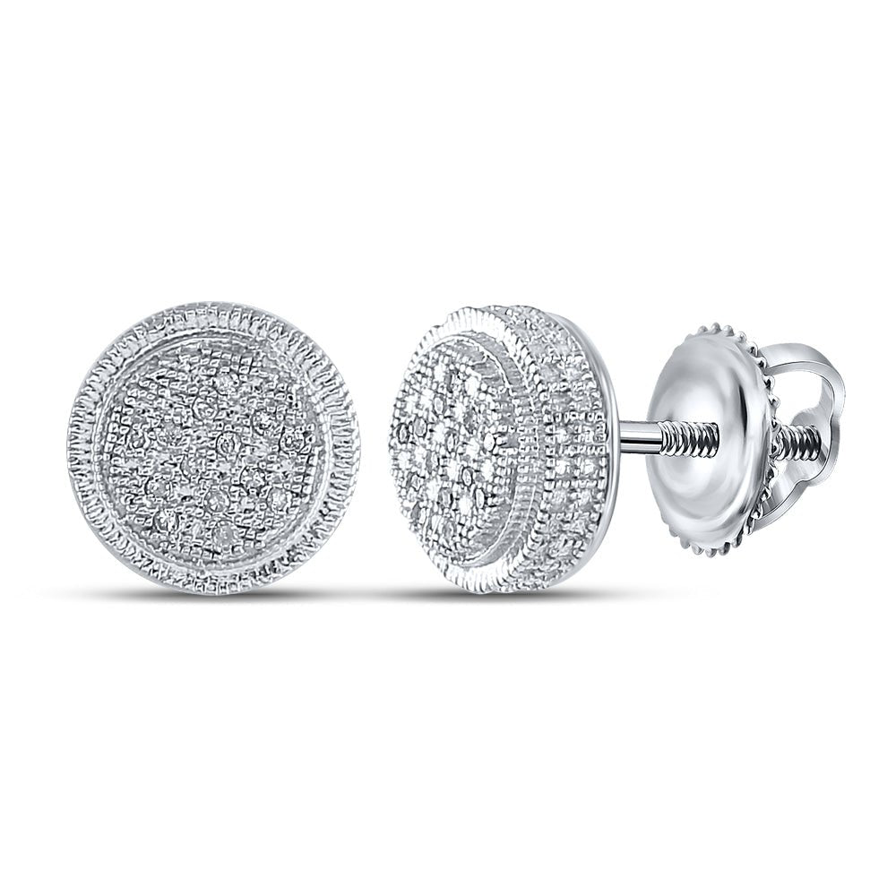 Sterling Silver Round Diamond P3 Micro - Pave Unisex Earring 1/10 Cttw - Splendid Jewellery