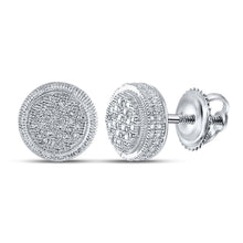 Load image into Gallery viewer, Sterling Silver Round Diamond P3 Micro - Pave Unisex Earring 1/10 Cttw - Splendid Jewellery