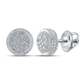 Sterling Silver Round Diamond P3 Micro - Pave Unisex Earring 1/10 Cttw - Splendid Jewellery