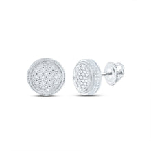 Load image into Gallery viewer, Sterling Silver Round Diamond Sterling Silver 3d Circle Cluster Stud Earrings 1/6 Cttw - Splendid Jewellery