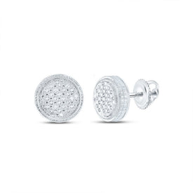 Sterling Silver Round Diamond Sterling Silver 3d Circle Cluster Stud Earrings 1/6 Cttw - Splendid Jewellery