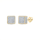 Yellow - tone Sterling Round Diamond P3 Micro - Pave Unisex Earring 1/6 Cttw - Splendid Jewellery