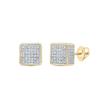 Load image into Gallery viewer, Yellow - tone Sterling Round Diamond P3 Micro - Pave Unisex Earring 1/6 Cttw - Splendid Jewellery