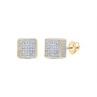 Yellow - tone Sterling Round Diamond P3 Micro - Pave Unisex Earring 1/6 Cttw - Splendid Jewellery