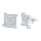 Sterling Silver Round Diamond Sterling Silver Square Cluster Stud Earrings 1/8 Cttw - Splendid Jewellery