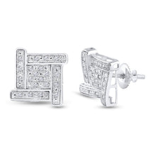 Load image into Gallery viewer, Sterling Silver Round Diamond Sterling Silver Square Cluster Stud Earrings 1/8 Cttw - Splendid Jewellery