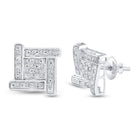 Sterling Silver Round Diamond Sterling Silver Square Cluster Stud Earrings 1/8 Cttw - Splendid Jewellery
