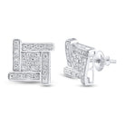 Sterling Silver Round Diamond Sterling Silver Square Cluster Stud Earrings 1/8 Cttw - Splendid Jewellery