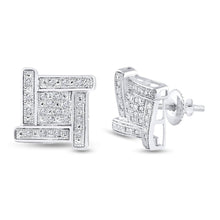 Load image into Gallery viewer, Sterling Silver Round Diamond Sterling Silver Square Cluster Stud Earrings 1/8 Cttw - Splendid Jewellery