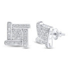 Sterling Silver Round Diamond Sterling Silver Square Cluster Stud Earrings 1/8 Cttw - Splendid Jewellery