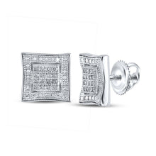 Load image into Gallery viewer, Sterling Silver Round Diamond Sterling Silver Square Kite Cluster Stud Earrings 1/10 Cttw - Splendid Jewellery