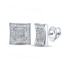 Sterling Silver Round Diamond Sterling Silver Square Kite Cluster Stud Earrings 1/10 Cttw - Splendid Jewellery
