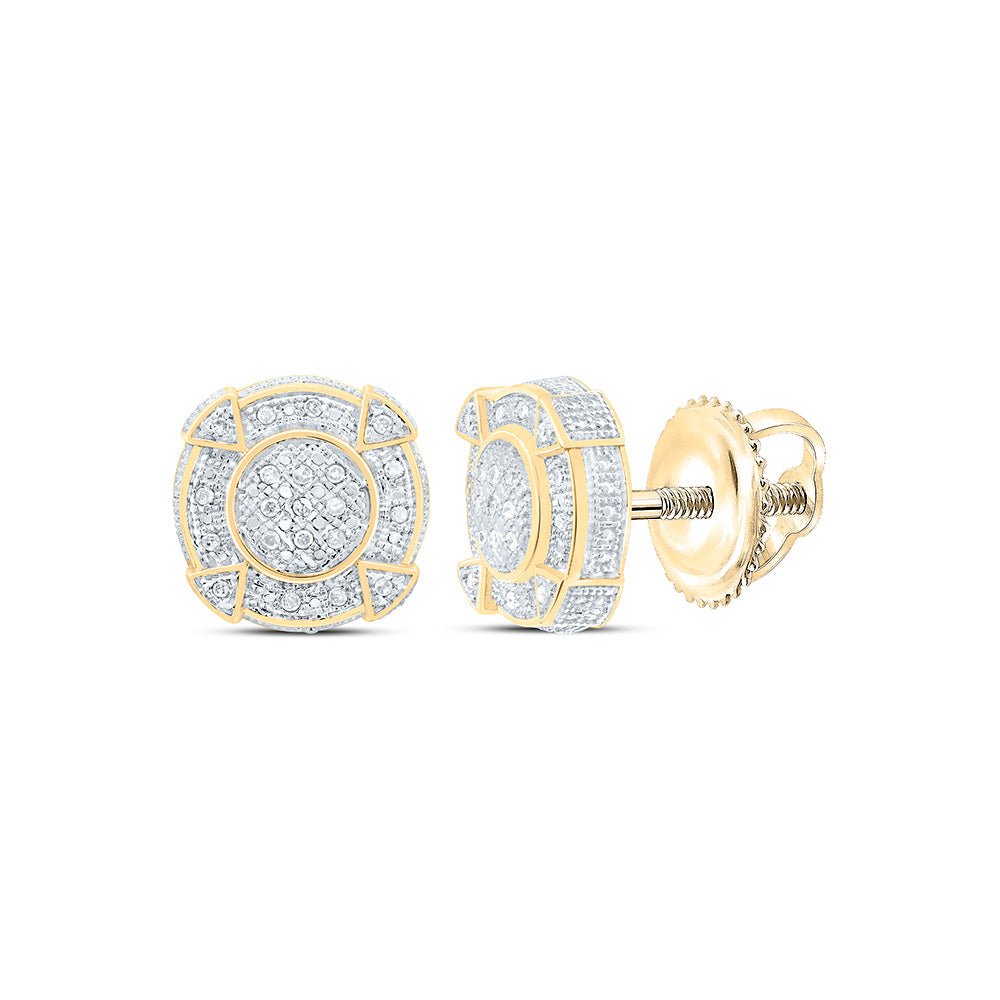 Yellow - tone Sterling Round Diamond Yellow - Tone Sterling Silver Disk Circle Earrings 1/6 Cttw - Splendid Jewellery