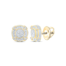 Load image into Gallery viewer, Yellow - tone Sterling Round Diamond Yellow - Tone Sterling Silver Disk Circle Earrings 1/6 Cttw - Splendid Jewellery