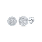 Sterling Silver Round Diamond Sterling Silver Cluster Earrings . 0.03 Cttw - Splendid Jewellery