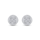 Sterling Silver Round Diamond Sterling Silver Cluster Earrings . 0.03 Cttw - Splendid Jewellery