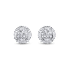 Load image into Gallery viewer, Sterling Silver Round Diamond Sterling Silver Cluster Earrings . 0.03 Cttw - Splendid Jewellery
