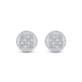 Sterling Silver Round Diamond Sterling Silver Cluster Earrings . 0.03 Cttw - Splendid Jewellery