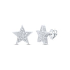 Sterling Silver Round Diamond Sterling Silver 3d Star Stud Earrings 1/8 Cttw - Splendid Jewellery