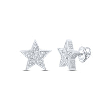 Load image into Gallery viewer, Sterling Silver Round Diamond Sterling Silver 3d Star Stud Earrings 1/8 Cttw - Splendid Jewellery