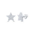 Sterling Silver Round Diamond Sterling Silver 3d Star Stud Earrings 1/8 Cttw - Splendid Jewellery