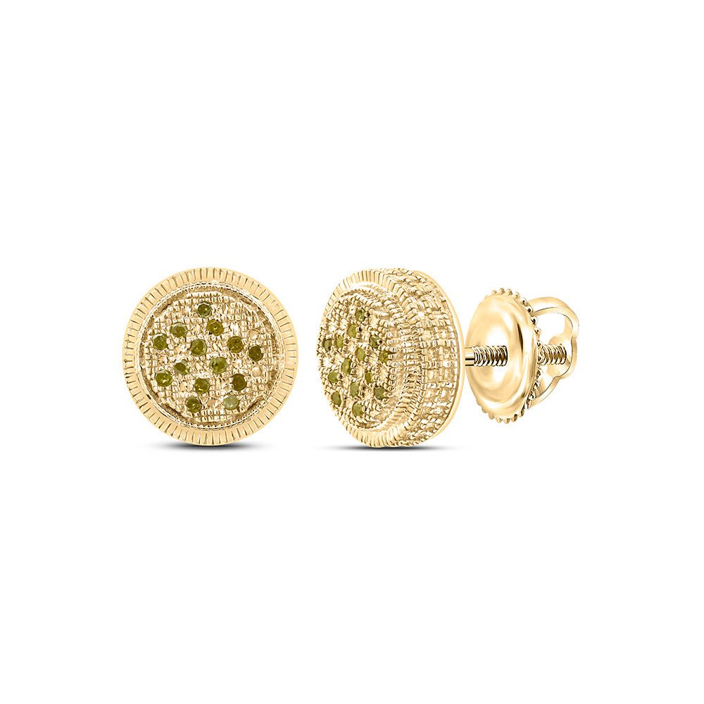 Yellow - tone Sterling Round Diamond Sterling Silver Yellow Color Enhanced Cluster Earrings 1/10 Cttw - Splendid Jewellery