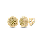 Yellow - tone Sterling Round Diamond Sterling Silver Yellow Color Enhanced Cluster Earrings 1/10 Cttw - Splendid Jewellery