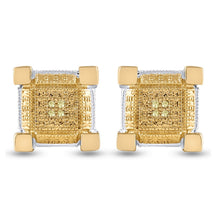 Load image into Gallery viewer, Yellow - tone Sterling Round Diamond Micro - Pave Earrings 0.03 Cttw - Splendid Jewellery