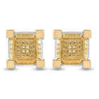 Yellow - tone Sterling Round Diamond Micro - Pave Earrings 0.03 Cttw - Splendid Jewellery