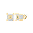 Yellow - tone Sterling Round Diamond Micro - Pave Earrings 0.03 Cttw - Splendid Jewellery