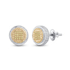 Sterling Silver Round Diamond Sterling Silver Yellow Color Enhanced Disk Circle Earrings 1/10 Cttw - Splendid Jewellery