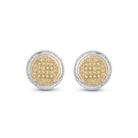 Sterling Silver Round Diamond Sterling Silver Yellow Color Enhanced Disk Circle Earrings 1/10 Cttw - Splendid Jewellery
