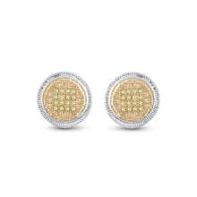 Load image into Gallery viewer, Sterling Silver Round Diamond Sterling Silver Yellow Color Enhanced Disk Circle Earrings 1/10 Cttw - Splendid Jewellery