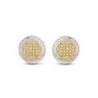 Sterling Silver Round Diamond Sterling Silver Yellow Color Enhanced Disk Circle Earrings 1/10 Cttw - Splendid Jewellery
