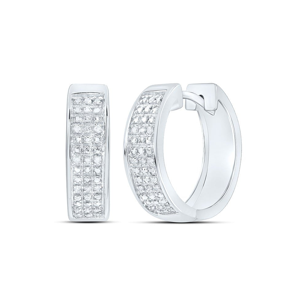Sterling Silver Round Diamond Hoop Earrings with Elegant Styling - Splendid Jewellery