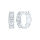 Sterling Silver Round Diamond Hoop Earrings with Elegant Styling - Splendid Jewellery