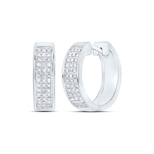 Load image into Gallery viewer, Sterling Silver Round Diamond Hoop Earrings with Elegant Styling - Splendid Jewellery