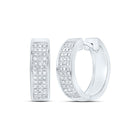 Sterling Silver Round Diamond Hoop Earrings with Elegant Styling - Splendid Jewellery
