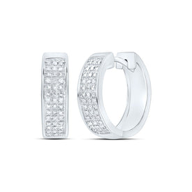 Sterling Silver Round Diamond Hoop Earrings with Elegant Styling - Splendid Jewellery