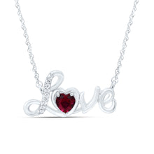 Load image into Gallery viewer, Sterling Silver Lab - Created Ruby Heart Necklace 1/20 Cttw - Splendid Jewellery