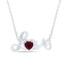 Sterling Silver Lab - Created Ruby Heart Necklace 1/20 Cttw - Splendid Jewellery