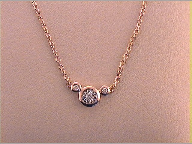 Rose - tone Sterling S Round Diamond Womens Necklace 1/8 Cttw - Splendid Jewellery