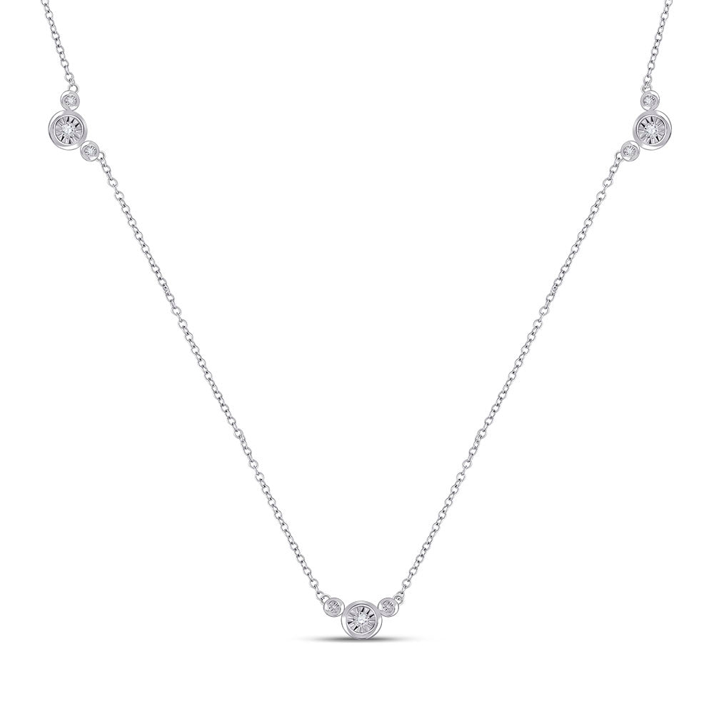 Sterling Silver Round Diamond Womens Necklace 1/8 Cttw - Splendid Jewellery