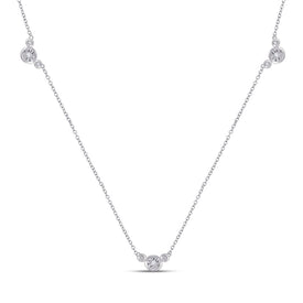 Sterling Silver Round Diamond Womens Necklace 1/8 Cttw - Splendid Jewellery