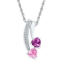 Load image into Gallery viewer, Sterling Silver Lab - Created Pink Sapphire Heart Pendant 1/20 Cttw - Splendid Jewellery