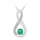 Sterling Silver Round Lab - Created Emerald Infinity Pendant 0.01 Cttw - Splendid Jewellery