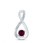 Sterling Silver Round Lab - Created Ruby Fashion Pendant 0.01 Cttw - Splendid Jewellery